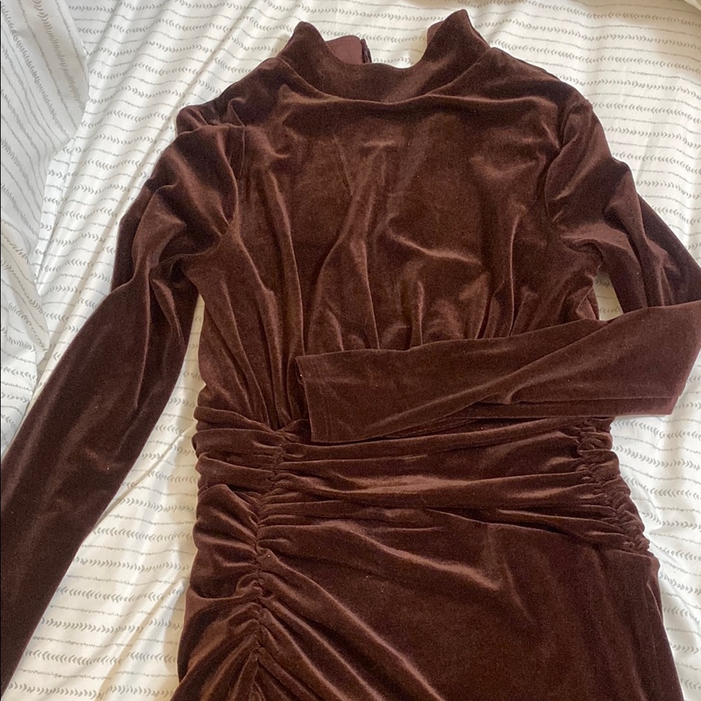 Express size small Brown Bodycon Dress with Long Sleeves and Mock Neck